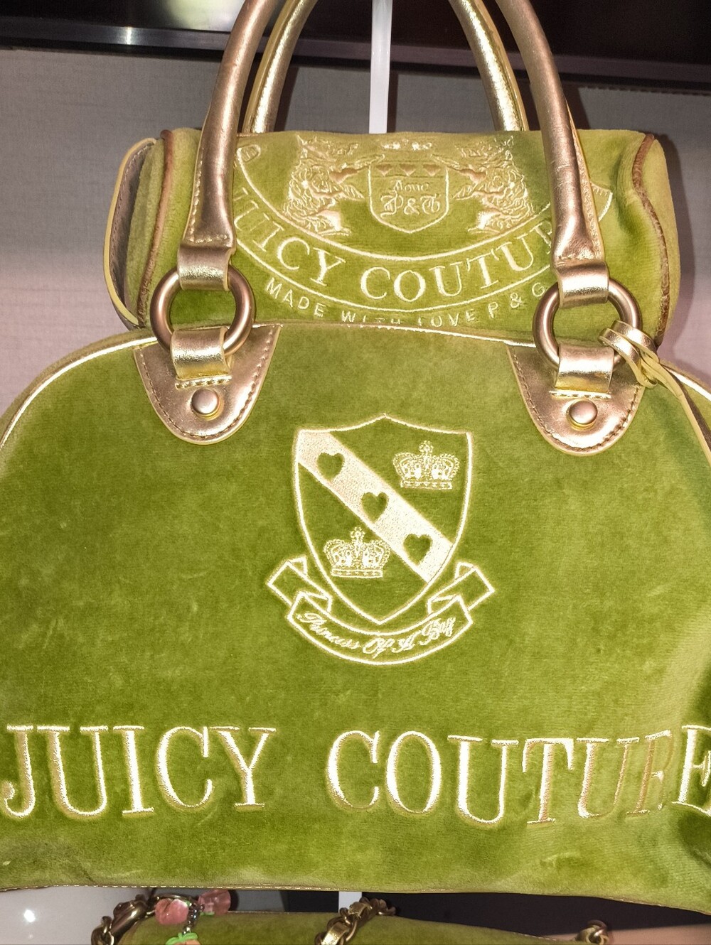 Juicy Couture Green Velvet  Mini Case , And Large Bowler Bag